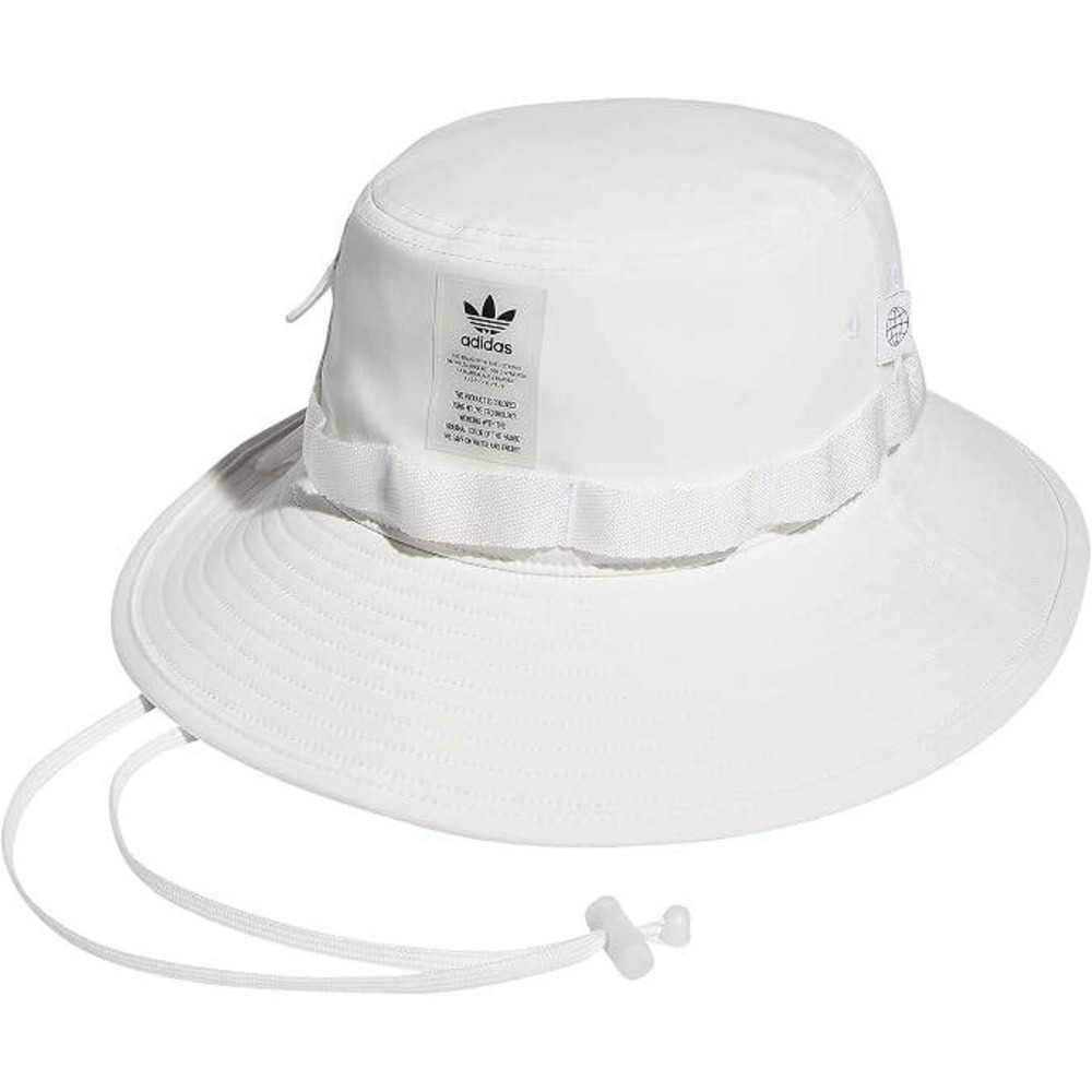 Adidas OSFA Boonie Bucket Hat White Adjustable Chin Strap Utility Wide Brim Hat